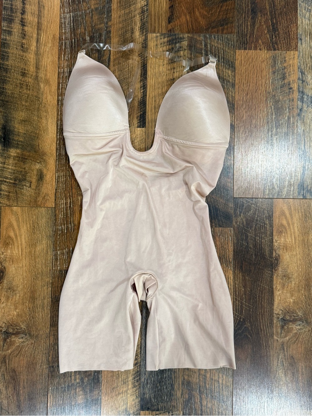 Spanx Suit Your Fancy Nude Plunge Low-Back Mid-Thigh Bodysuit